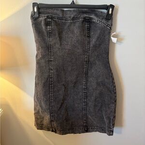 SHEIN Strapless Black Denim Dress